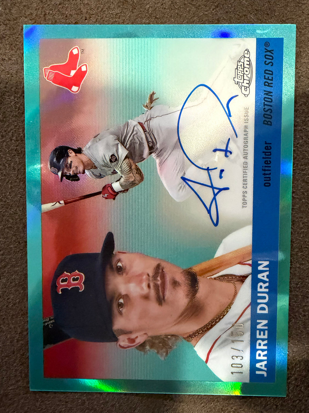 Jarren Duran - 2025 Topps Chrome Platinum - AQUA AUTO /150 - Red Sox