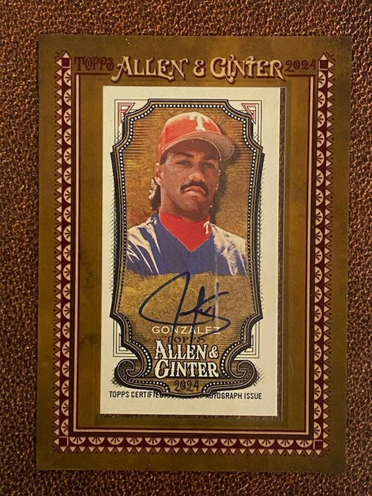 Juan Gonzalez - 2024 Topps Allen and Ginter - Mini Framed AUTO - Rangers