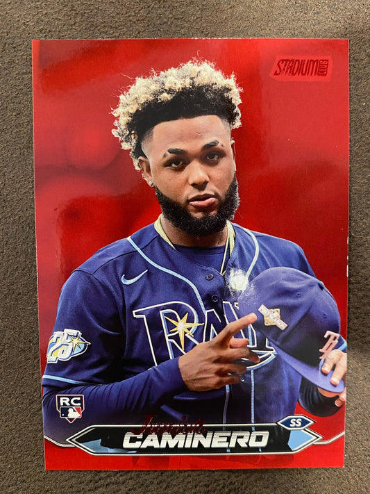 Junior Caminero - 2024 Topps Stadium Club - Red Foil (*chipping*) - Rays