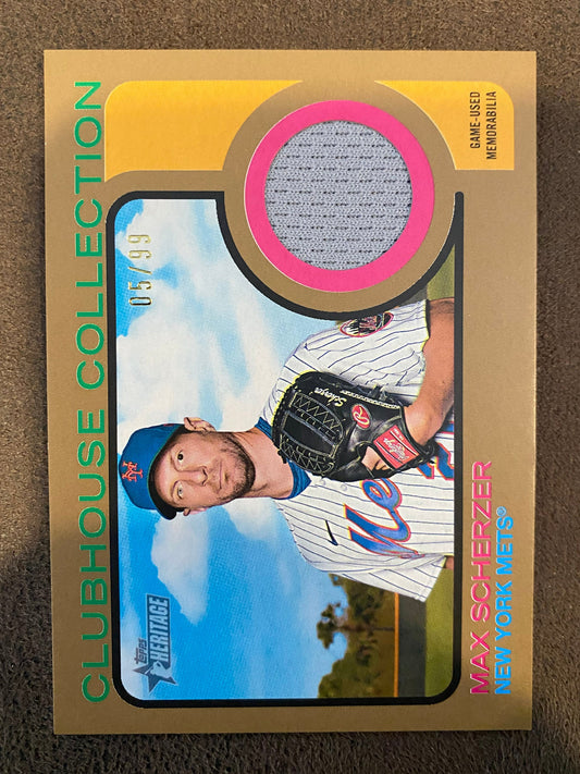 Max Scherzer - 2022 Topps Heritage High Number - GOLD Game-Used RELIC /99 - Mets