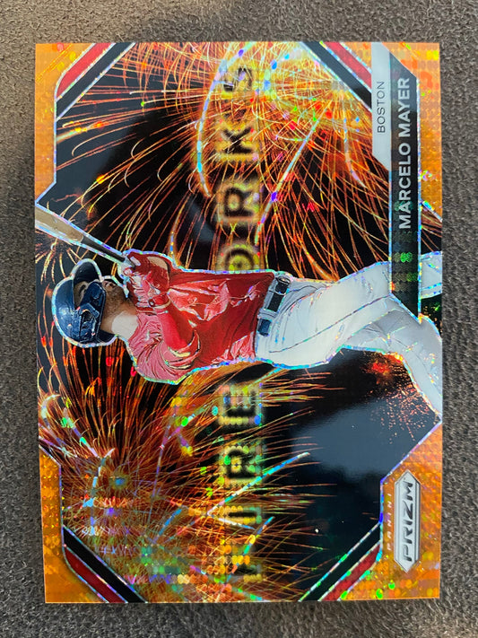 Marcelo Mayer - 2024 Panini Prizm - Fireworks Orange Pulsar /399 - Red Sox