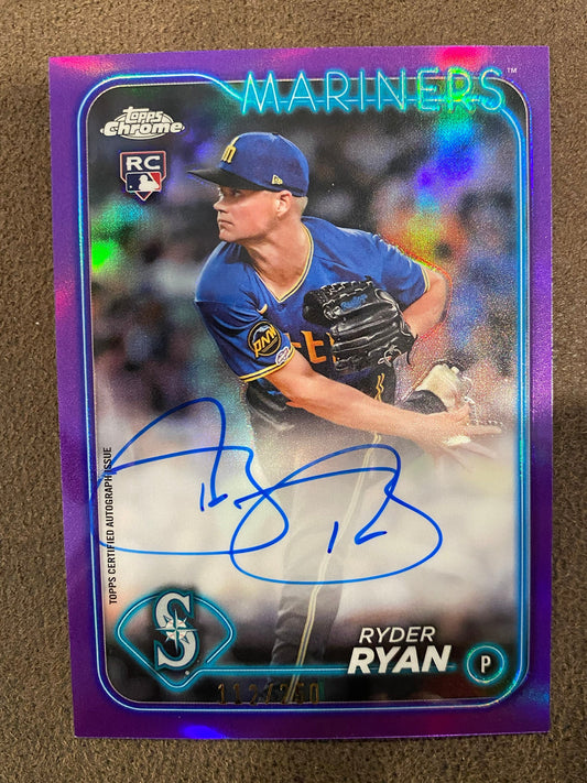 Ryder Ryan - 2024 Topps Chrome - Purple Refractor AUTO /250 - Mariners