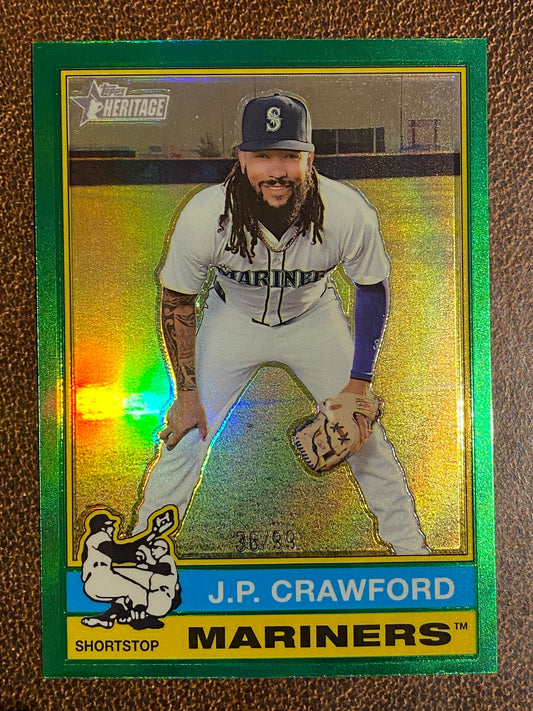 J.P. Crawford - 2025 Topps Heritage - Green Refractor /99 - Mariners