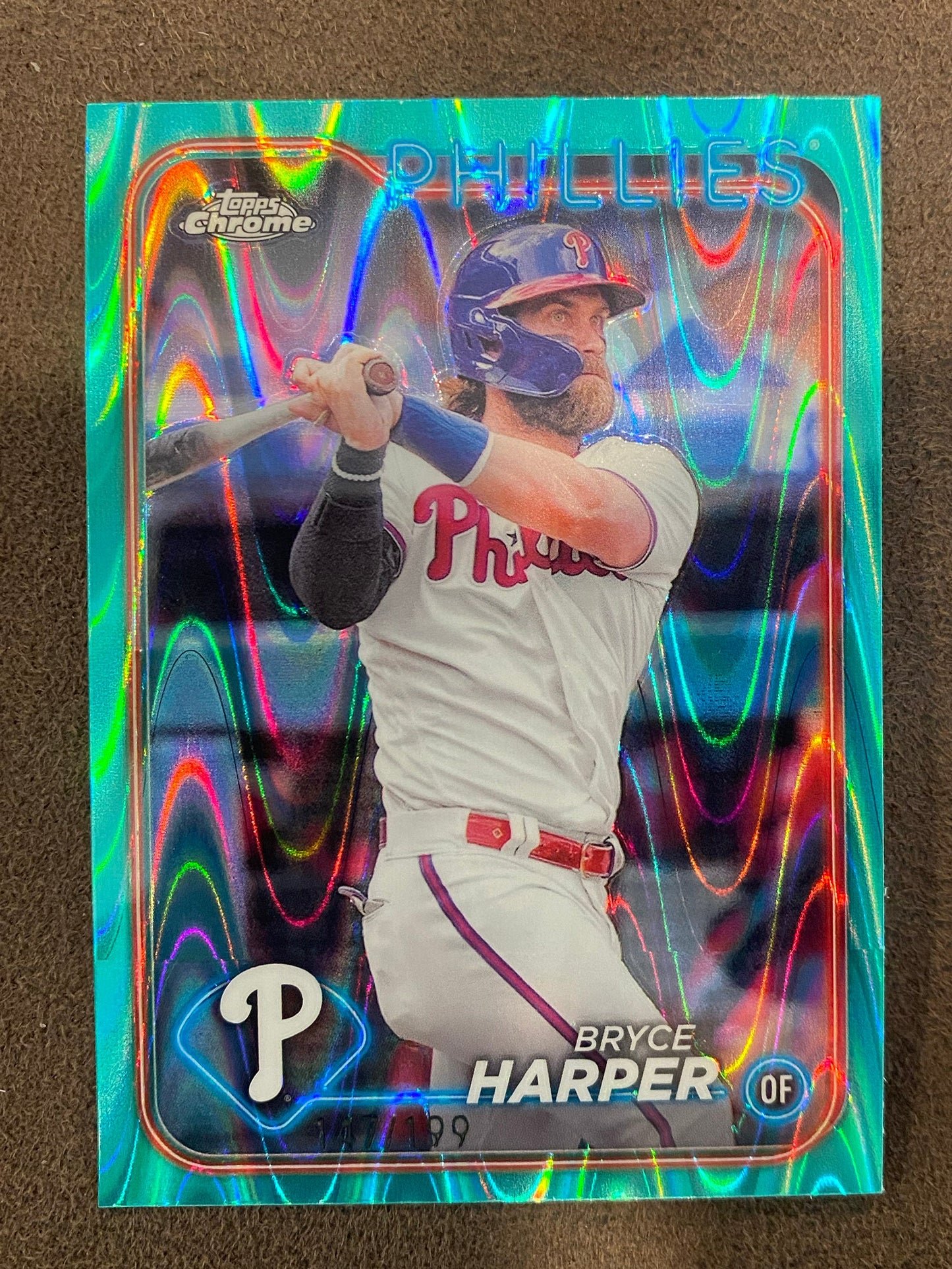 Bryce Harper - 2024 Topps Chrome - Aqua Raywave /199 - Phillies