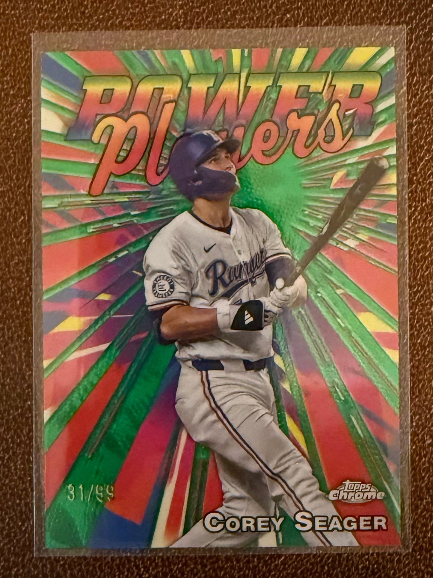 Corey Seager - 2025 Topps Chrome - Power Players GREEN /99 - Rangers