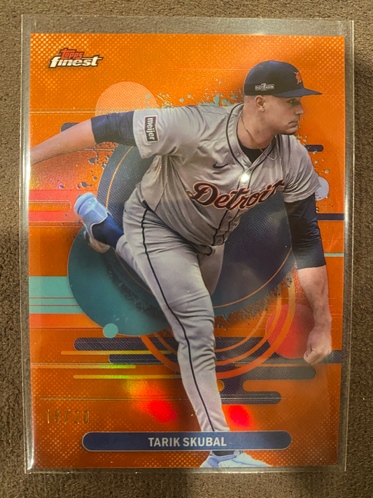 Tarik Skubal - 2025 Topps Finest - Uncommon Orange Refractor /20 - Tigers