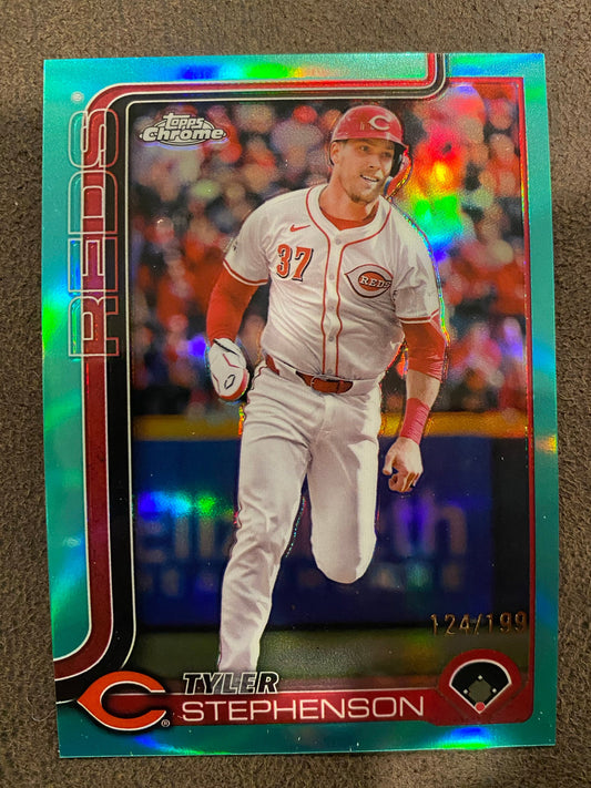 Tyler Stephenson - 2025 Topps Chrome - Aqua Refractor /199 - Reds