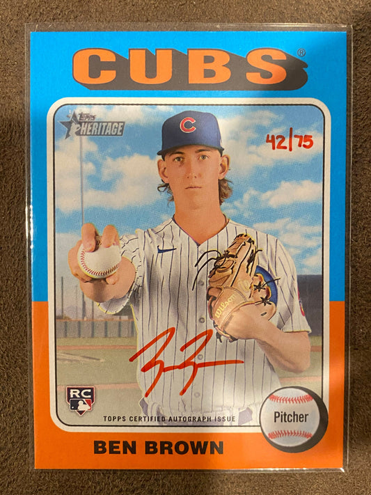 Ben Brown - 2024 Topps Heritage High Number - Red Ink AUTO /75 - Cubs