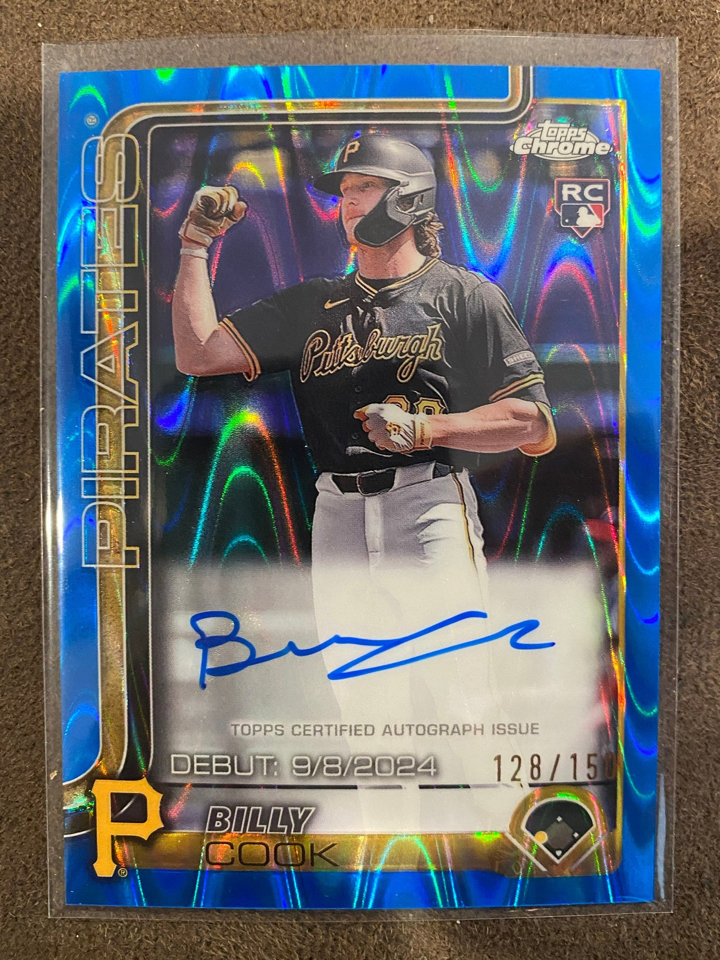 Billy Cook - 2025 Topps Chrome Update - Blue Raywave Rookie AUTO /150 - Pirates