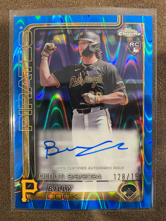 Billy Cook - 2025 Topps Chrome Update - Blue Raywave Rookie AUTO /150 - Pirates