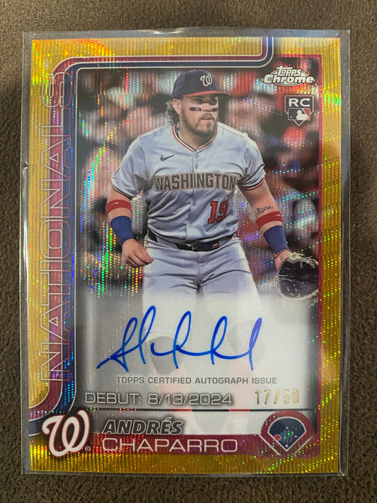 Andres Chaparro - 2025 Topps Chrome Update - Gold Wave Rookie AUTO /50 - Nationals