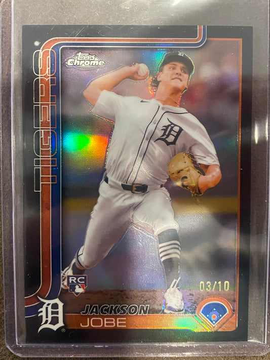 Jackson Jobe - 2025 Topps Chrome - BLACK Refractor Rookie /10 - Tigers
