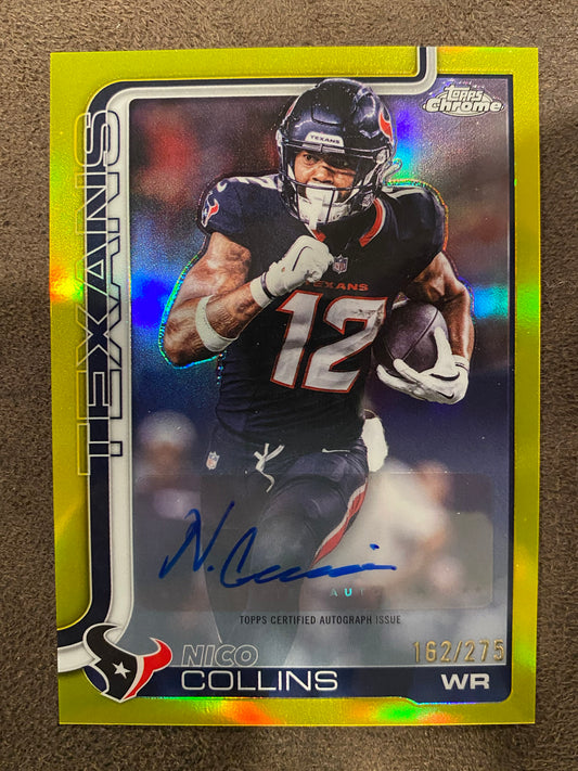 Nico Collins - 2025 Topps Chrome - YELLOW AUTO /275 - Texans