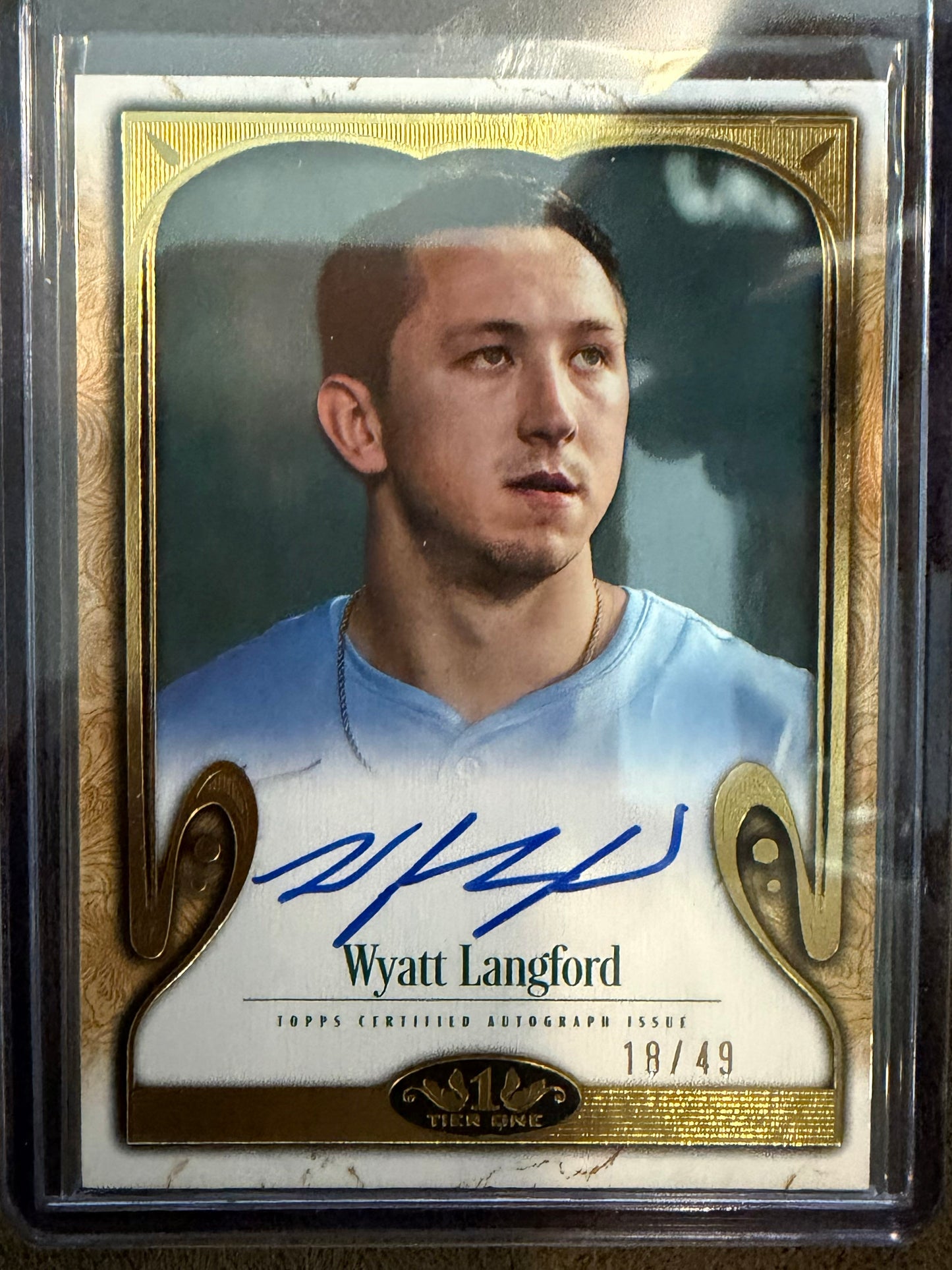 Wyatt Langford - 2026 Topps Tier One - Tier One Shots Auto /49 - Rangers