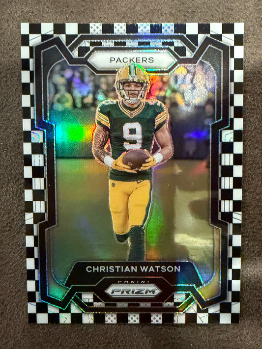Christian Watson - 2023 Panini Prizm - White & Black Checkerboard - Packers