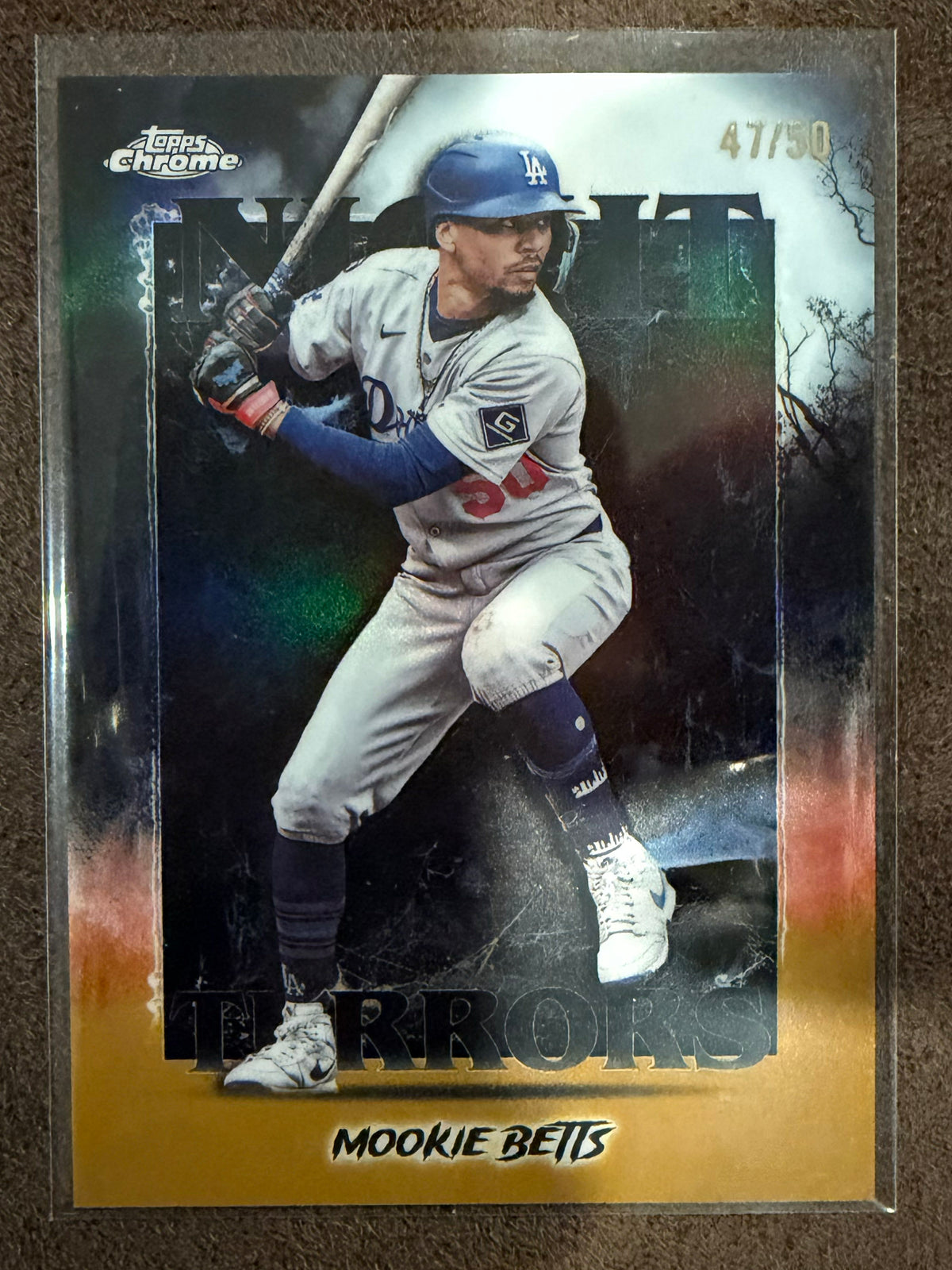 Mookie Betts - 2025 Topps Chrome - GOLD Night Terrors /50 - Dodgers