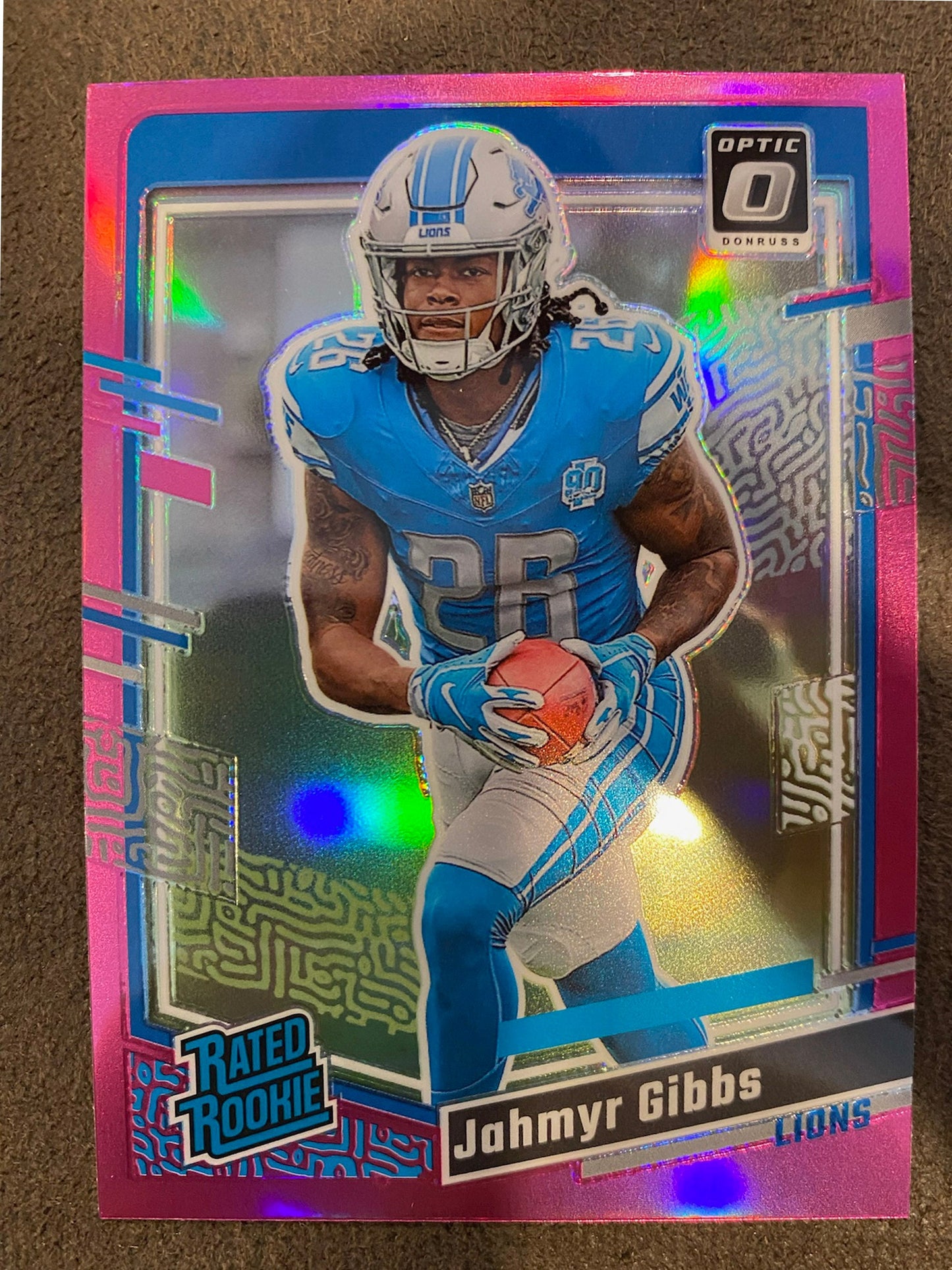 Jahmyr Gibbs - 2023 Donruss Optic - Pink Refractor Rated Rookie - Lions