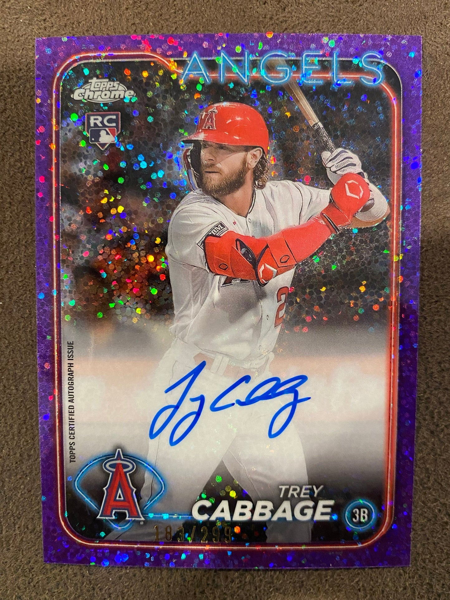 Trey Cabbage - 2024 Topps Chrome - Purple Speckle AUTO /299 - Angels