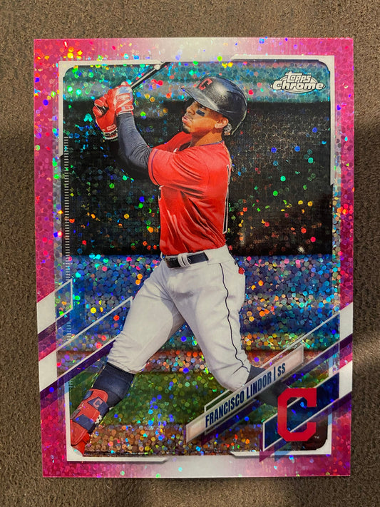 Francisco Lindor - 2021 Topps Chrome - Magenta Sparkle /350 - Guardians