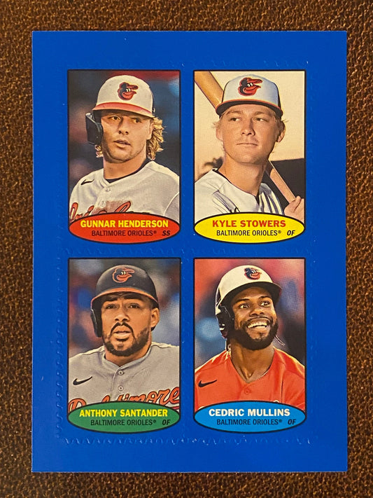 Henderson/Stowers/Santander/Mullins - 2023 Topps Heritage High Number - Stamps Blue Parallel - Orioles