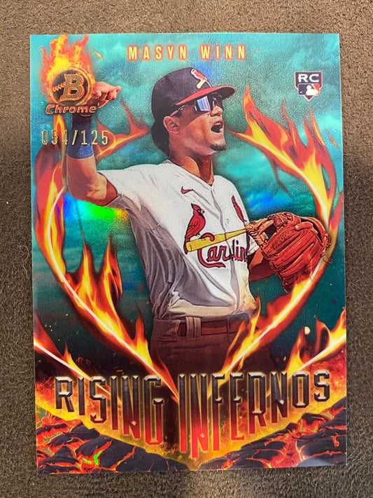 Masyn Winn - 2024 Bowman Chrome - Rising Infernos AQUA /125 - Cardinals