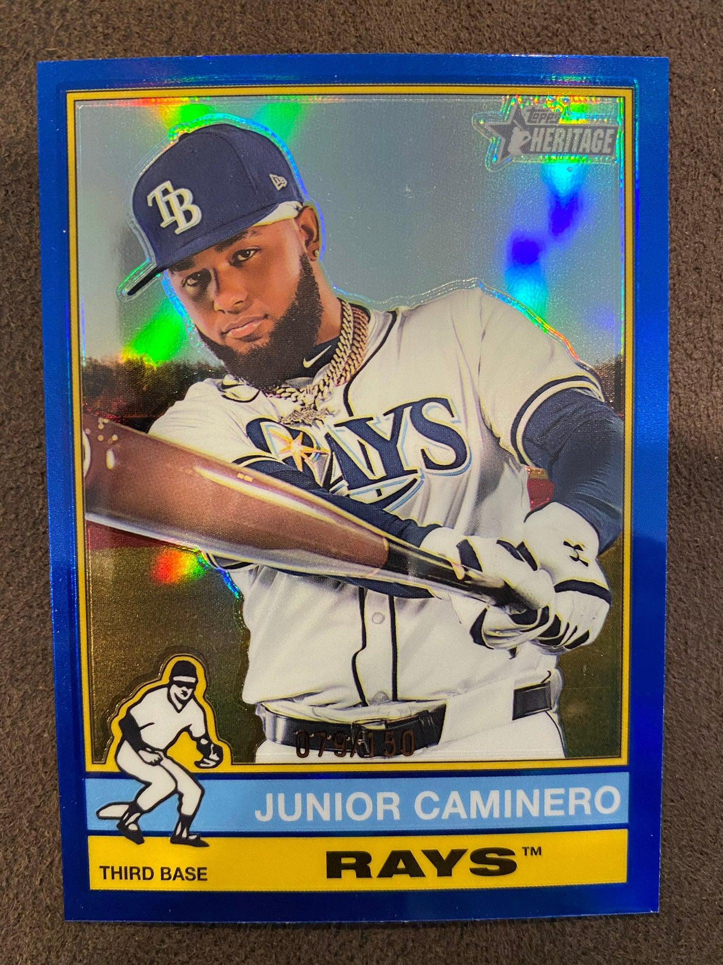 Junior Caminero - 2025 Topps Heritage - Blue Refractor /150 - Rays