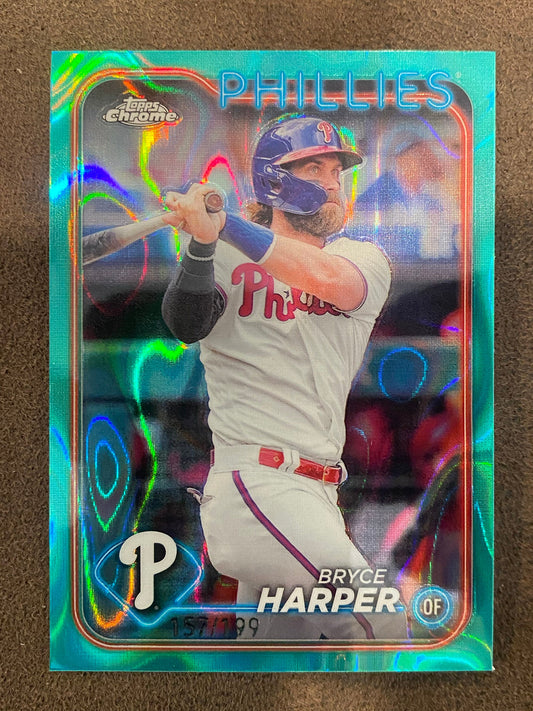 Bryce Harper - 2024 Topps Chrome - Aqua Lava /199 - Phillies