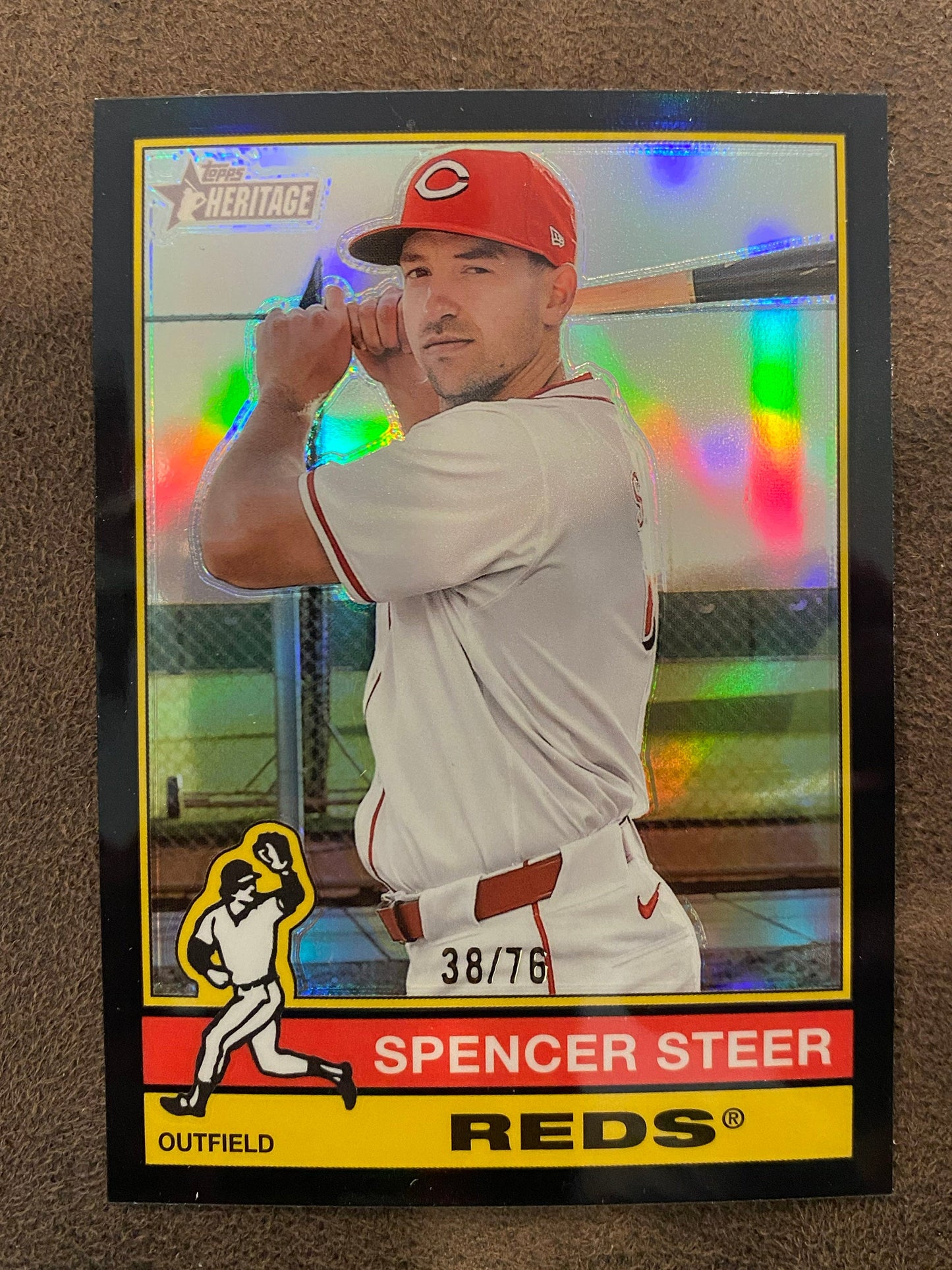 Spencer Steer - 2025 Topps Heritage - Black Refractor /76 - Reds