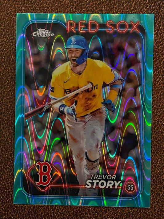 Trevor Story - 2024 Topps Chrome - Aqua Raywave /199 - Red Sox