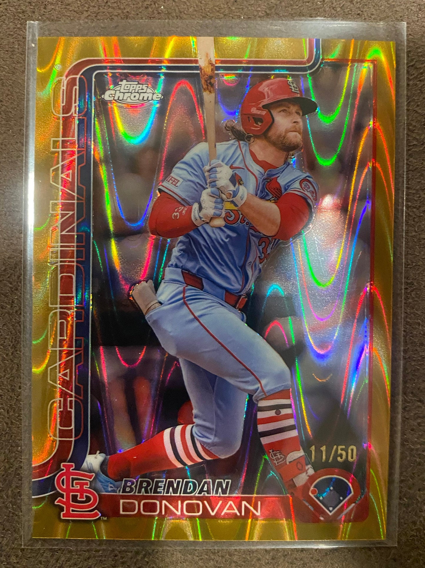 Brendan Donovan - 2025 Topps Chrome - GOLD Raywave /50 - Cardinals