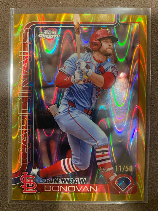 Brendan Donovan - 2025 Topps Chrome - GOLD Raywave /50 - Cardinals