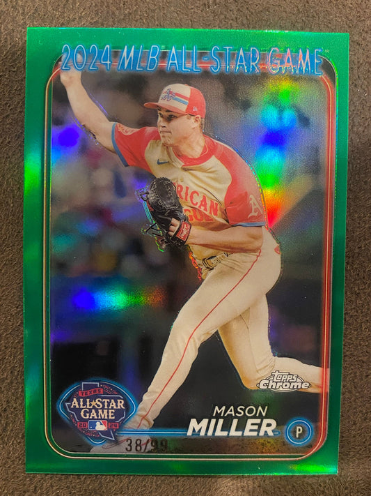 Mason Miller - 2024 Topps Chrome - All Star Game Green Refractor /99 - Athletics