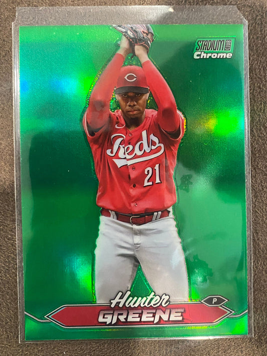 Hunter Greene - 2024 Topps Stadium Club - Green Chrome Refractor - Reds