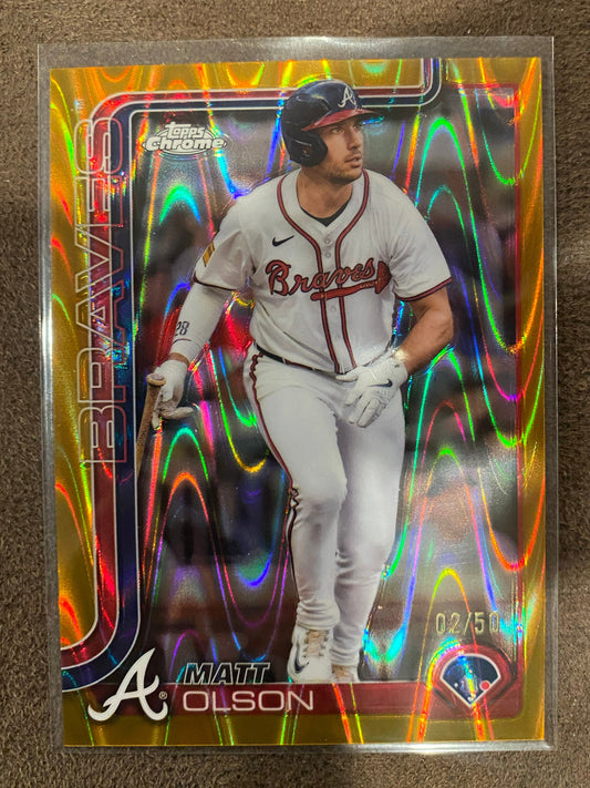 Matt Olson - 2025 Topps Chrome - Gold Raywave /50 - Braves