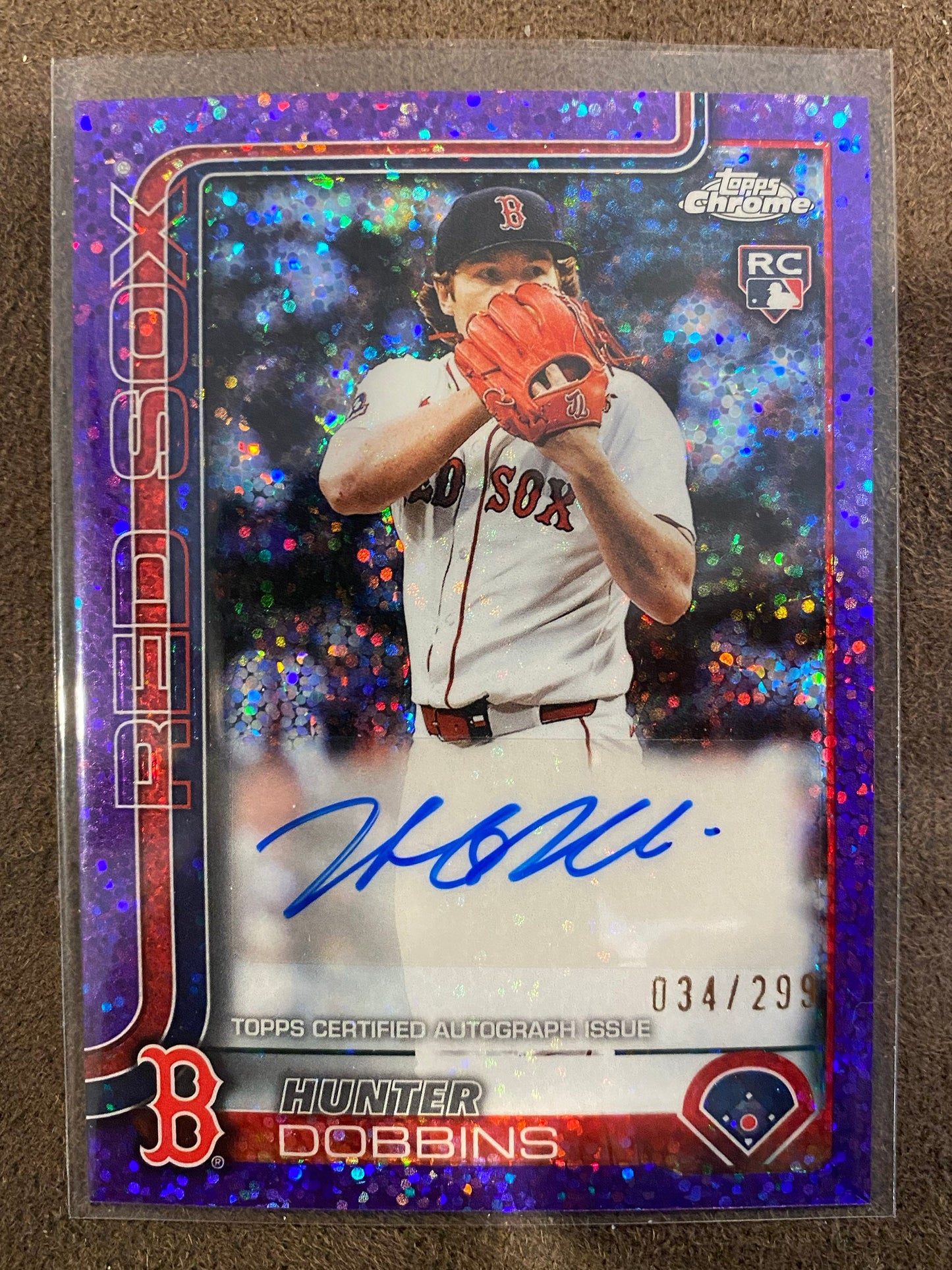 Hunter Dobbins - 2025 Topps Chrome Update - Purple Speckle Rookie AUTO /299 - Red Sox