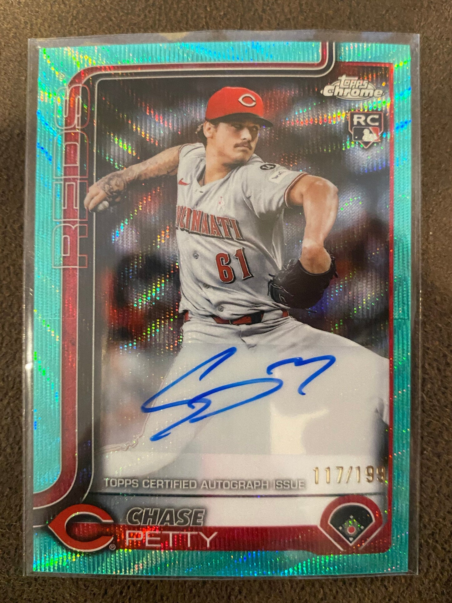 Chase Petty - 2025 Topps Chrome Update - Aqua Wave Rookie AUTO /199 - Reds