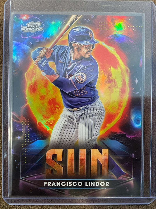 Franciso Lindor - 2025 Topps Chrome Cosmic - Planetary Pursuit SUN SSP - Mets