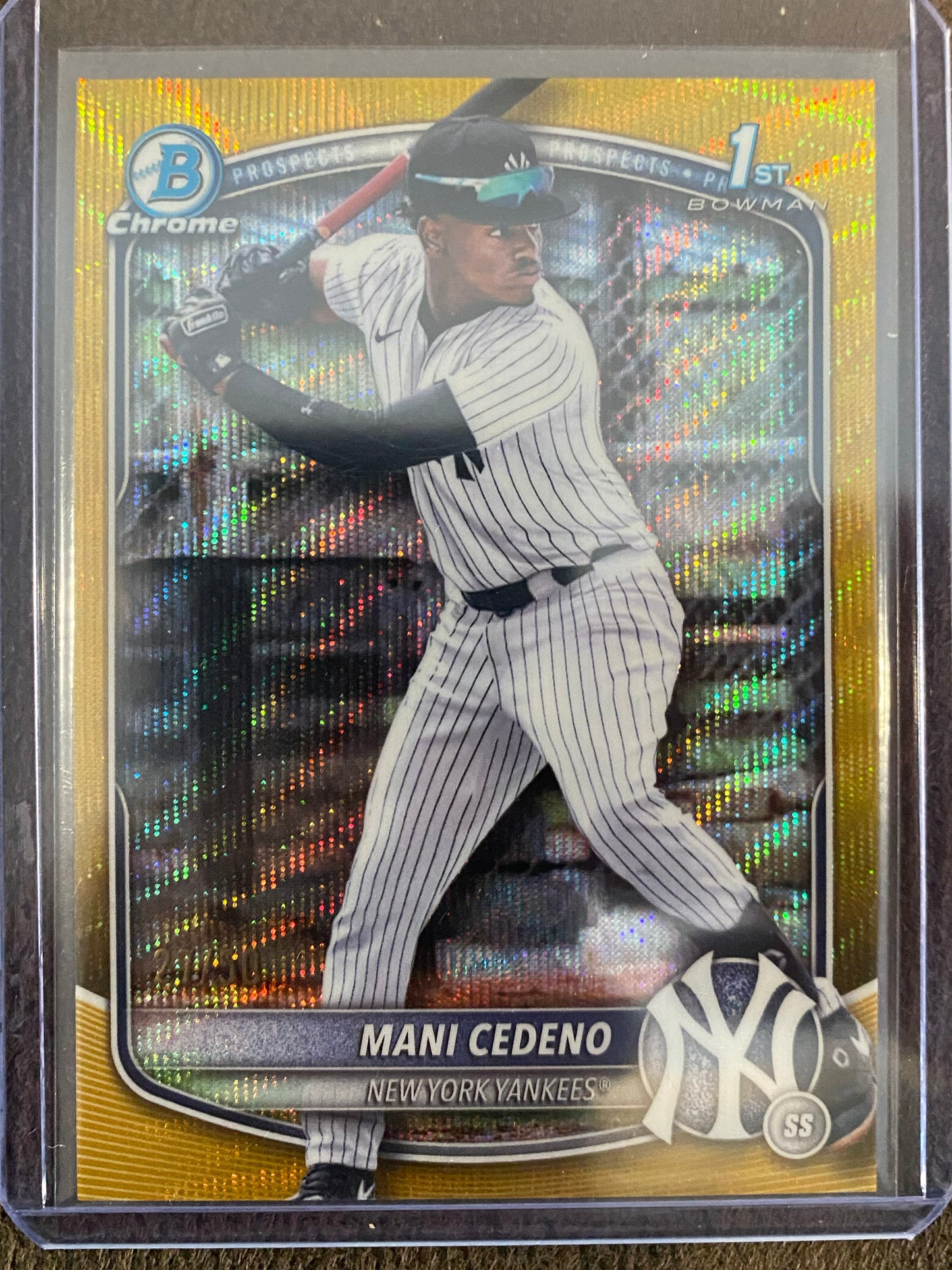 Mani Cedeno - 2025 Bowman Chrome - 1st GOLD Wave /50 - Yankees