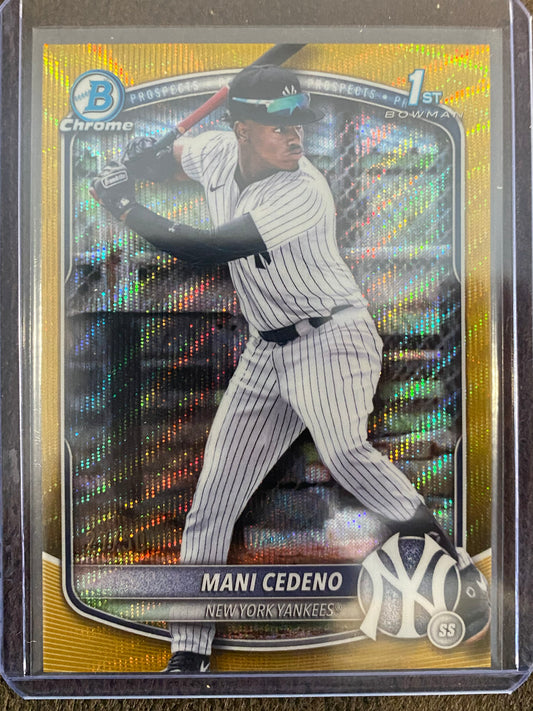 Mani Cedeno - 2025 Bowman Chrome - 1st GOLD Wave /50 - Yankees