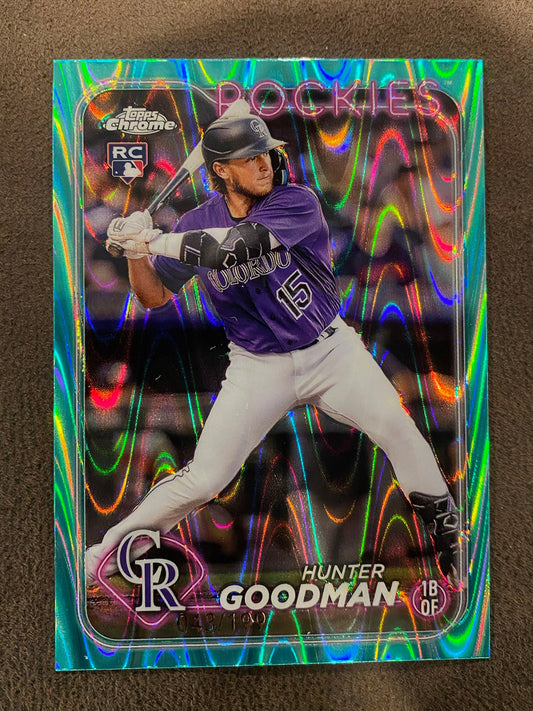 Hunter Goodman - 2024 Topps Chrome - Aqua Raywave /199 - Rockies