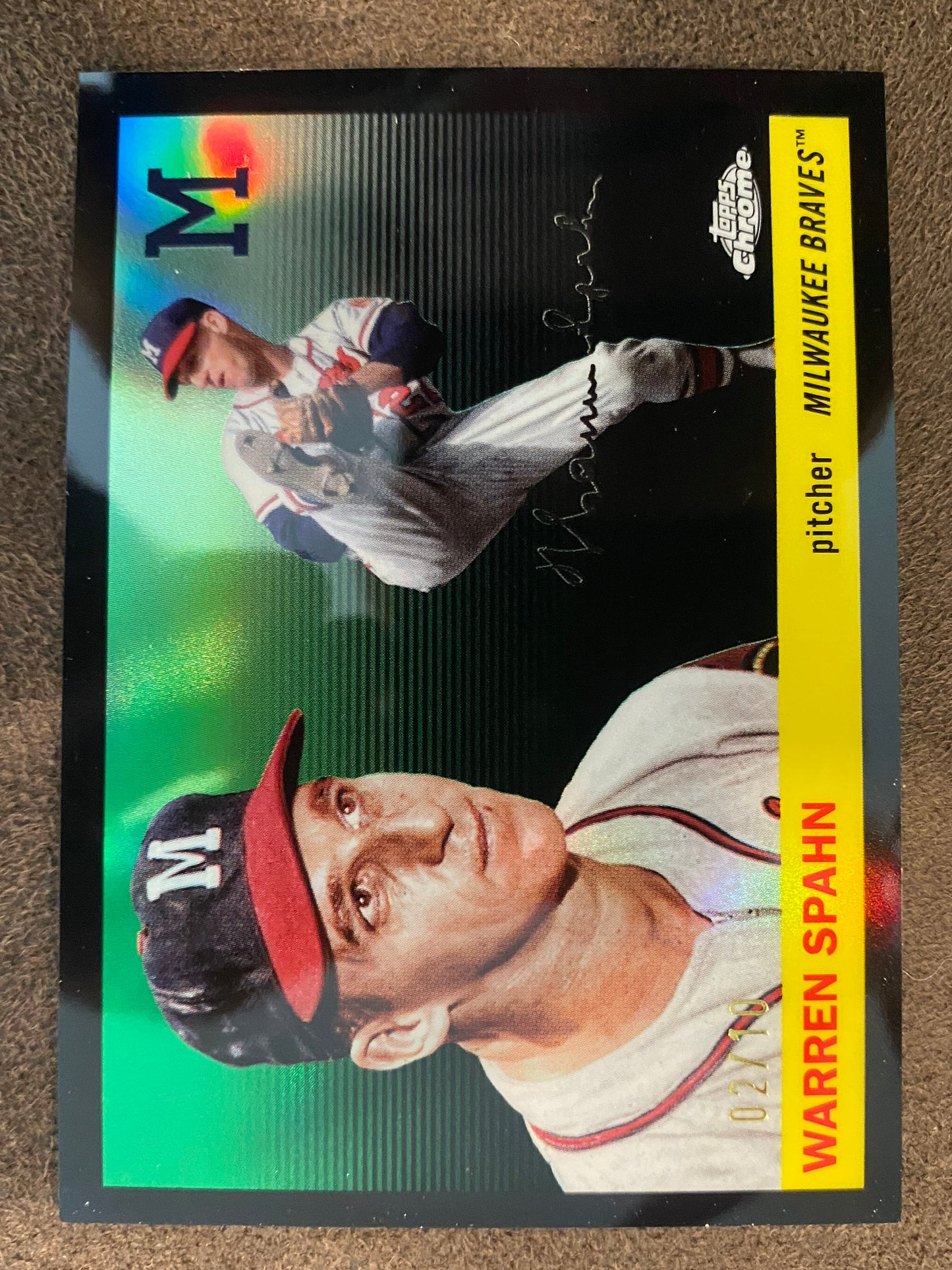 Warren Spahn - 2025 Topps Chrome Platinum - BLACK Refractor /10 - Braves