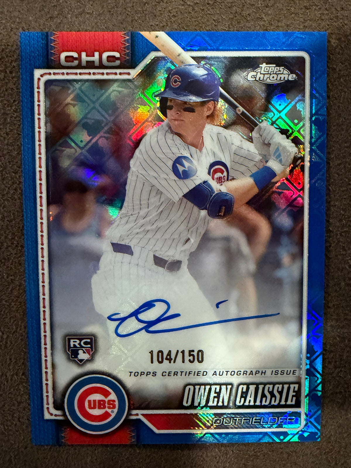 Owen Caissie - 2026 Topps Chrome Logofractor - BLUE Rookie AUTO /150 - Cubs