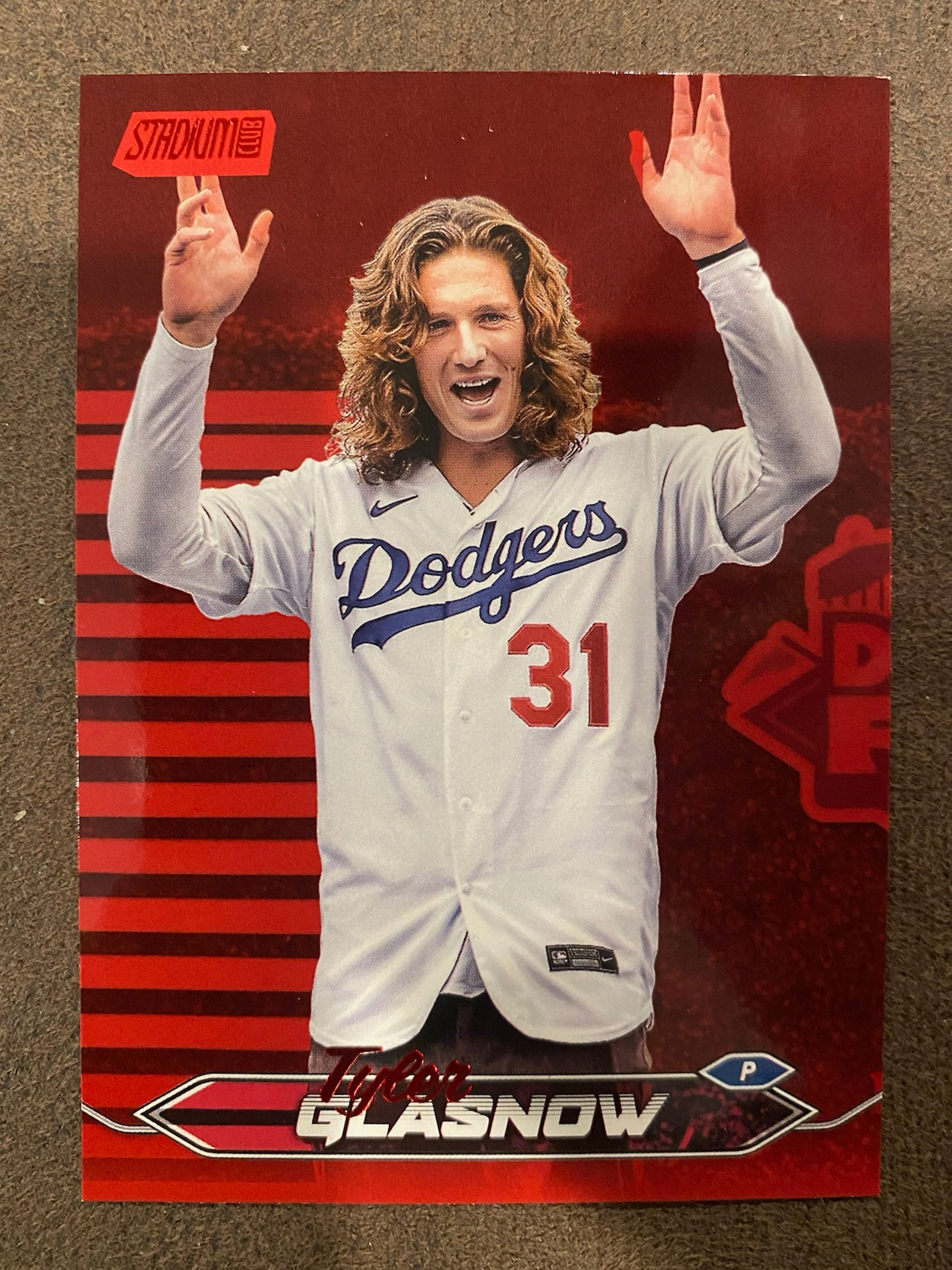 Tyler Glasnow 2024 Topps Stadium Club Red Foil Dodgers Western