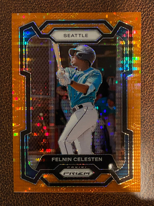 Felnin Celesten - 2024 Panini Prizm - Orange Pulsar /399 - Mariners