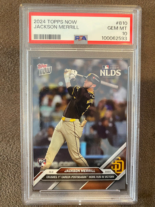 Jackson Merrill - 2024 Topps Now - Gem Mint PSA 10 - Padres
