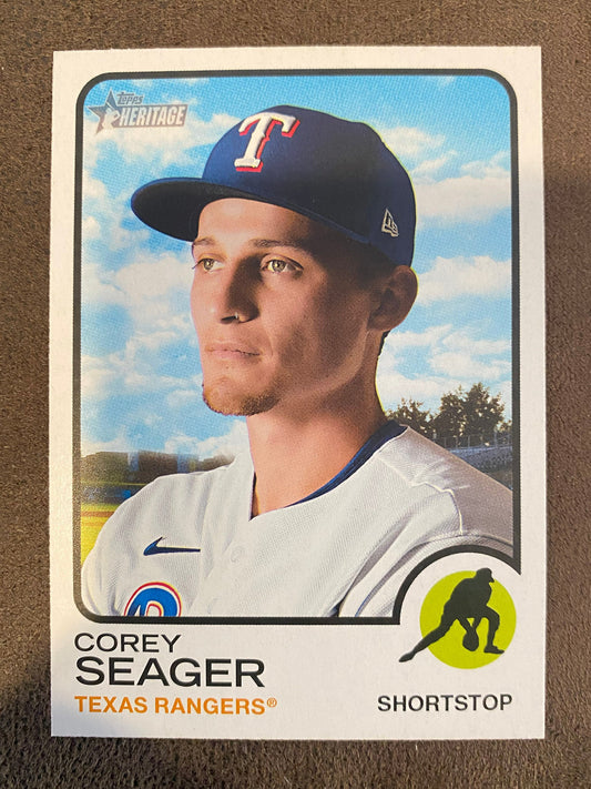 Corey Seager - 2022 Topps Heritage High Number - Color Swap SP - Rangers