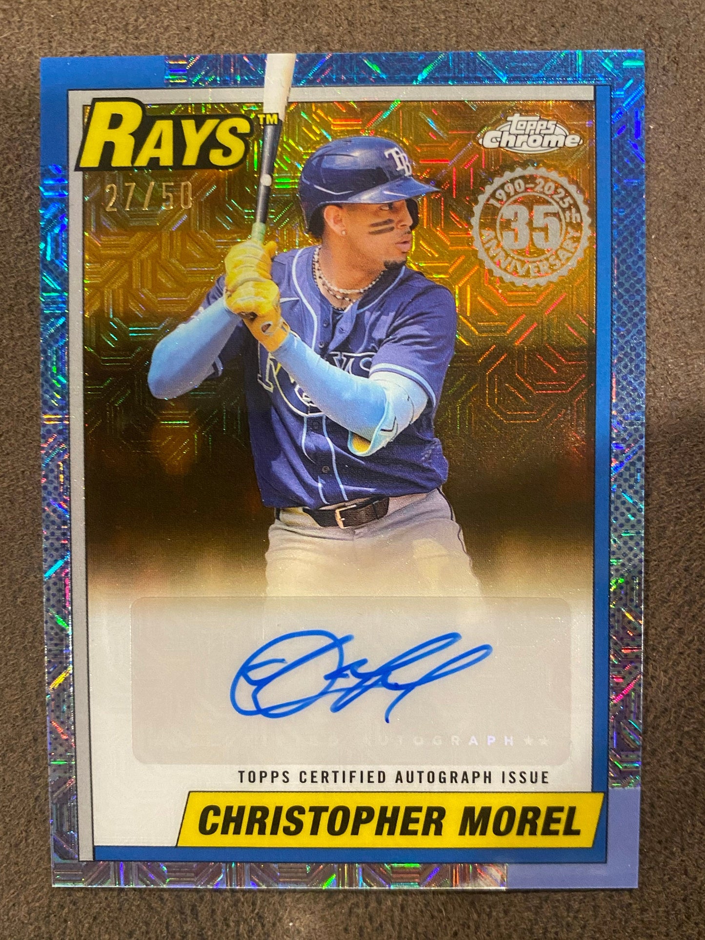 Christopher Morel - 2025 Topps Series 1 - Silver Pack Mojo Refractor GOLD AUTO /50 - Rays