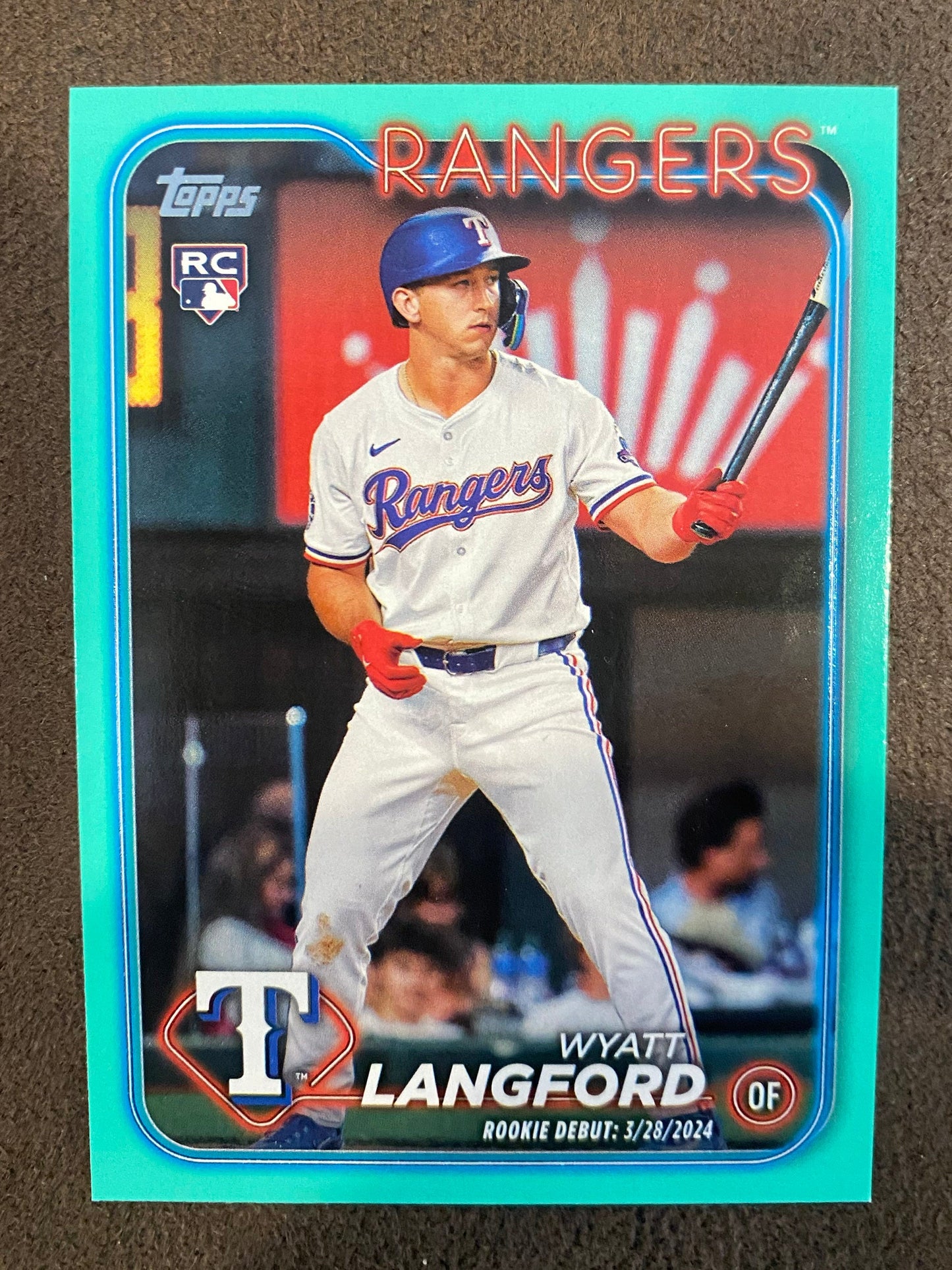 Wyatt Langford - 2024 Topps Update - Aqua (Rookie Debut) - Rangers