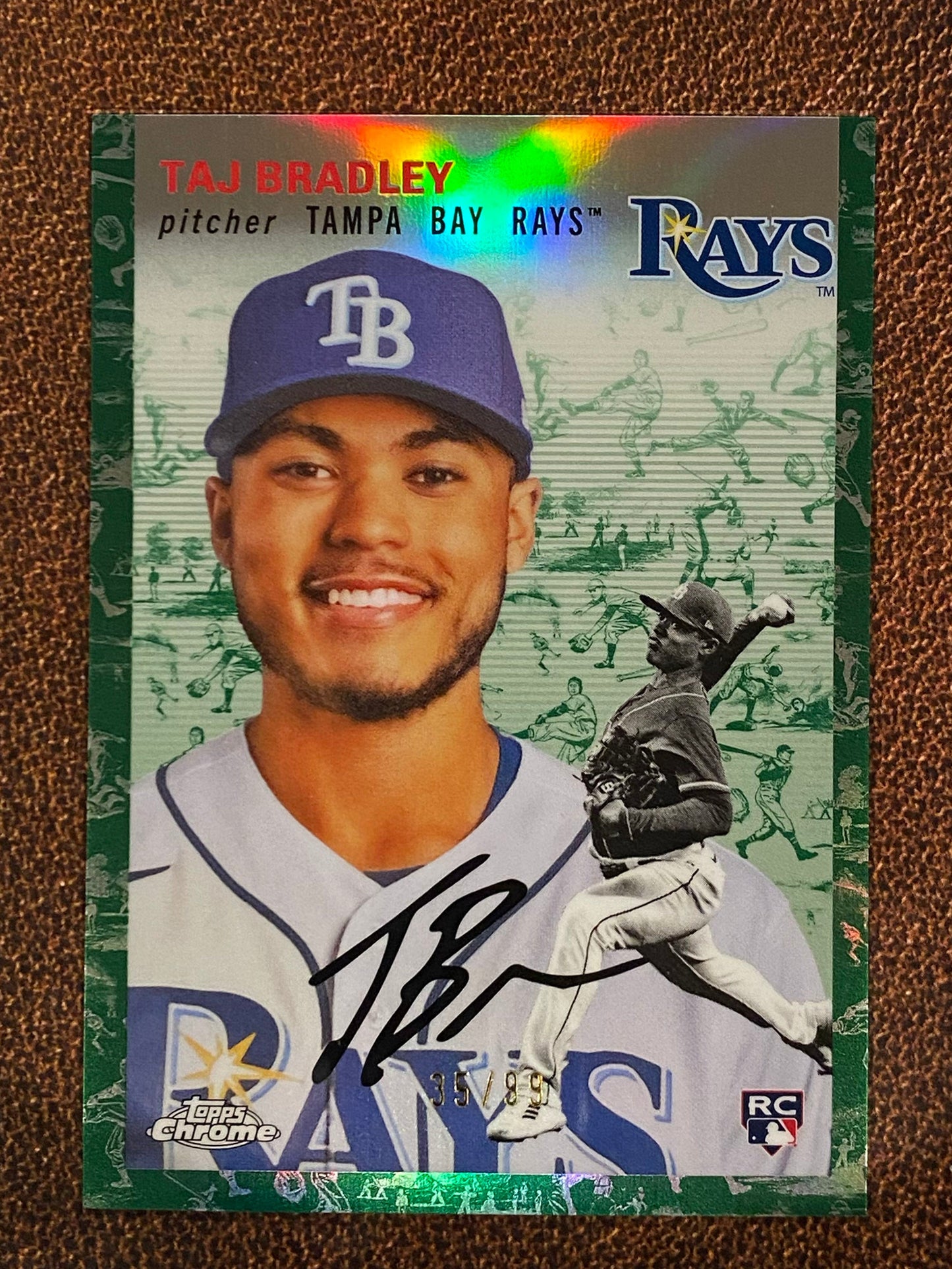 Taj Bradley - 2023 Topps Chrome Platinum Anniversary - Green Toile /99 - Rays