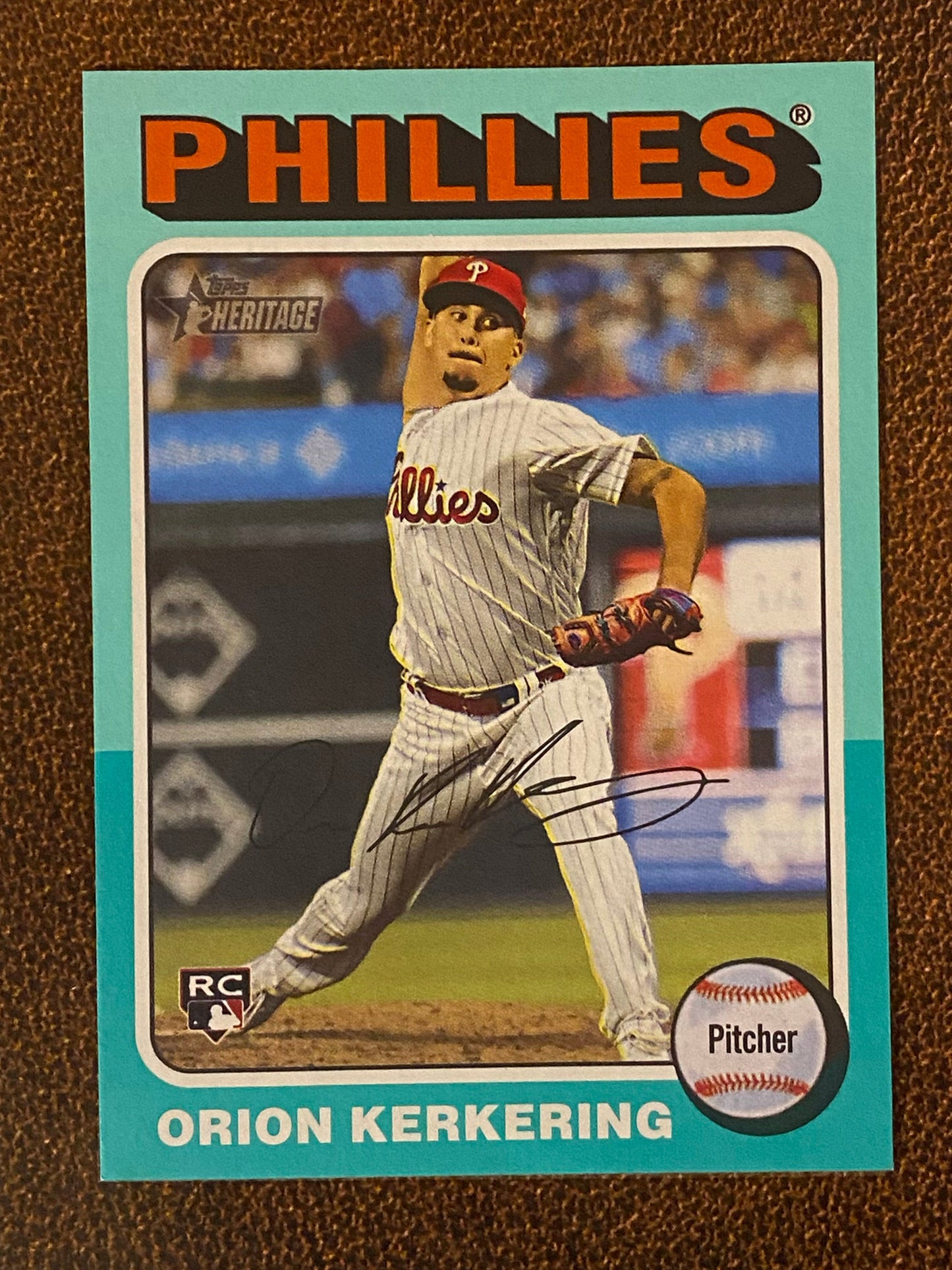 Orion Kerkering - 2024 Topps Heritage High Number - Aqua Border - Phillies